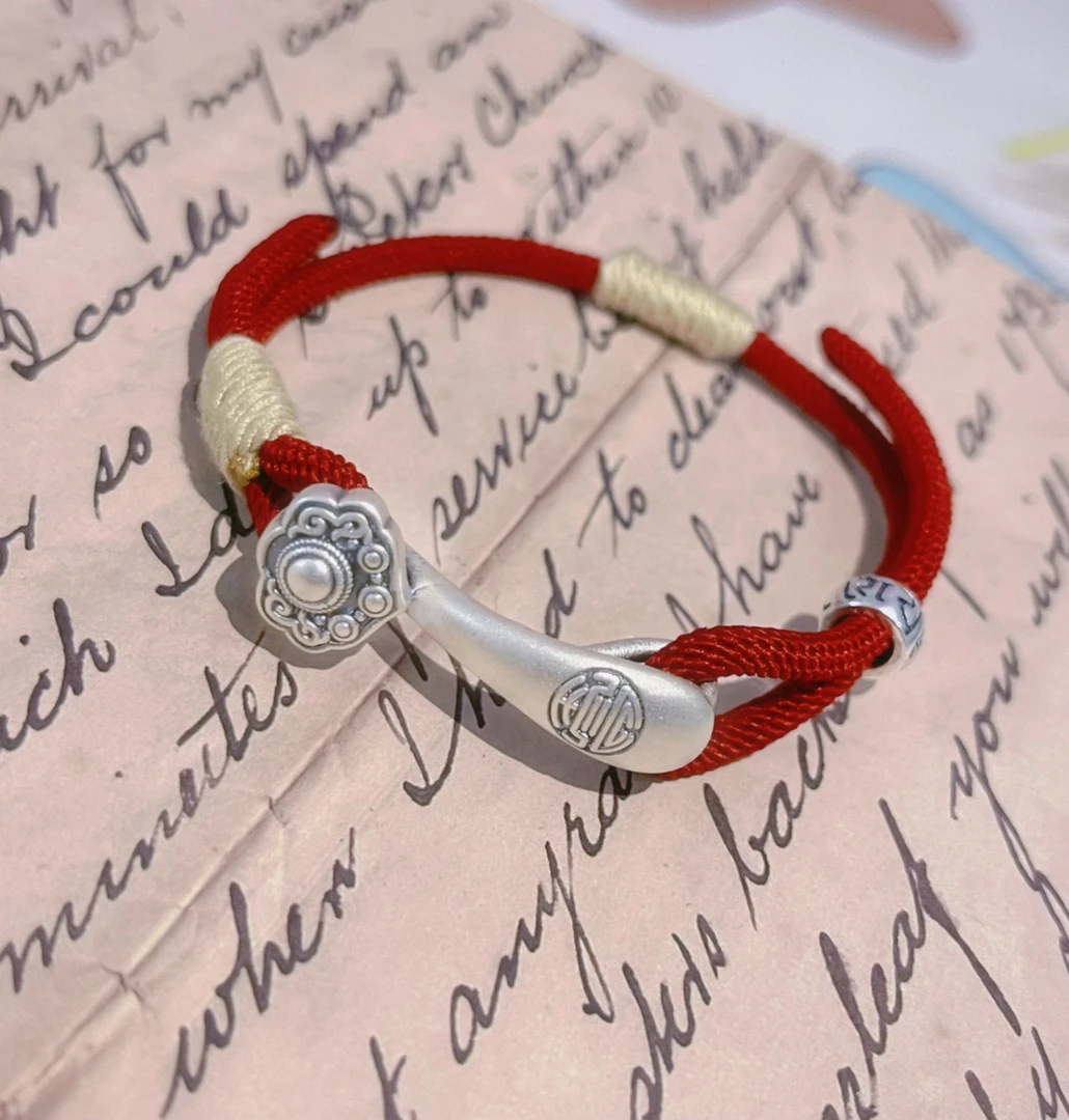 足银手链 999足银如意手工编织手链新中式百搭时尚款