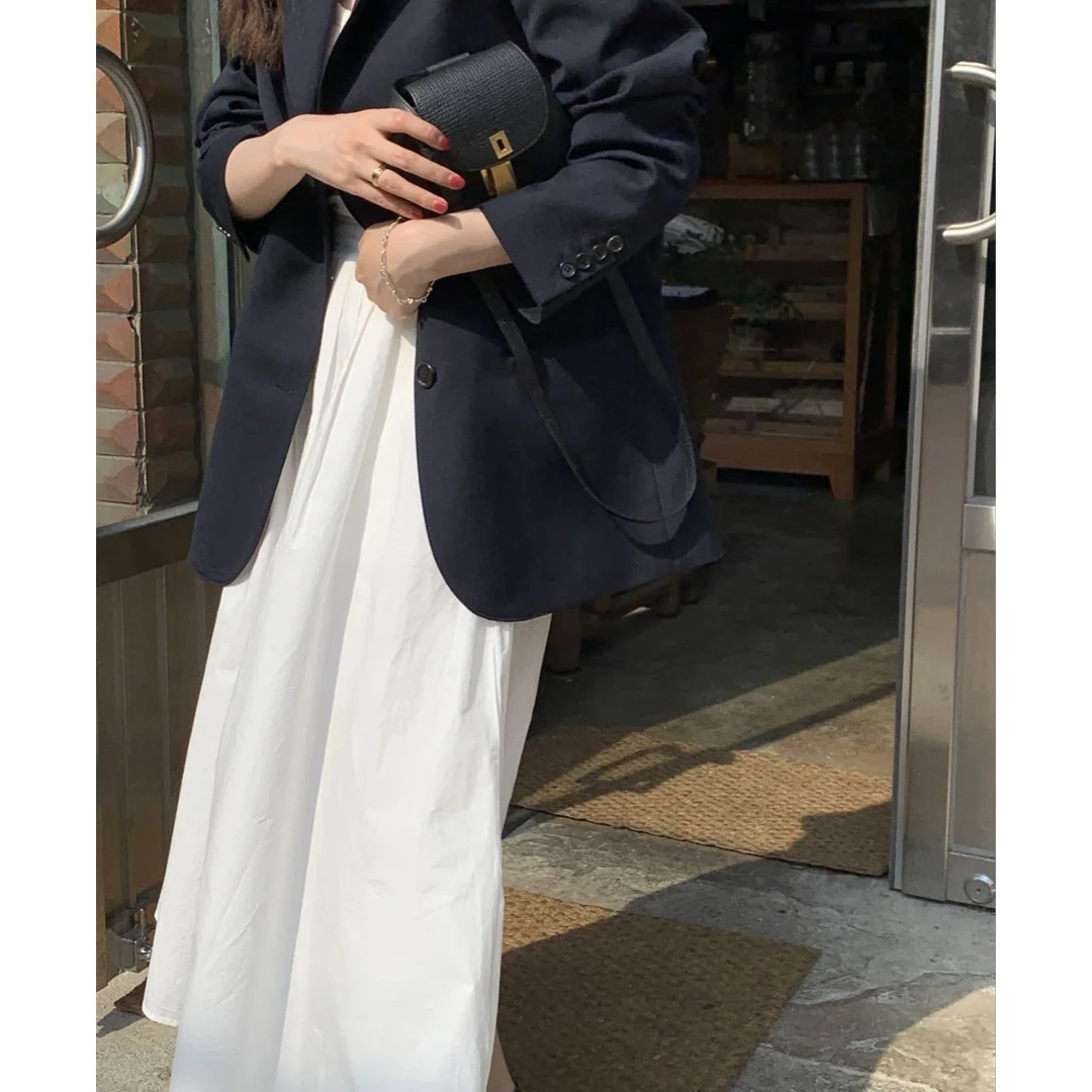 韩版东大门款mo*e白色长裙蓬松a字裙春夏半身裙休闲女裙子