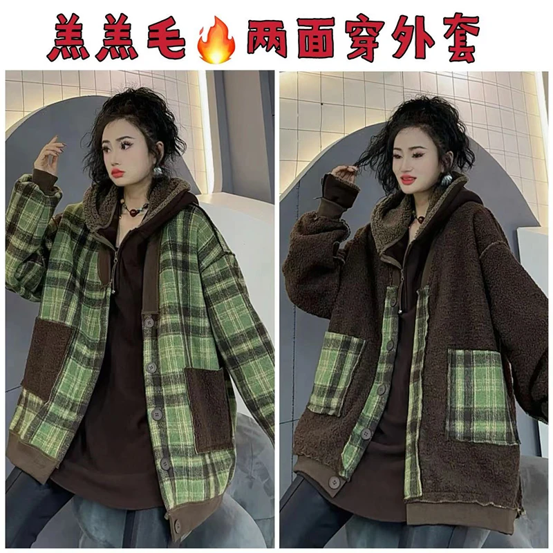 秋冬韩版复古格子短外套女时尚双面穿高级感休闲上衣ins外套-8820