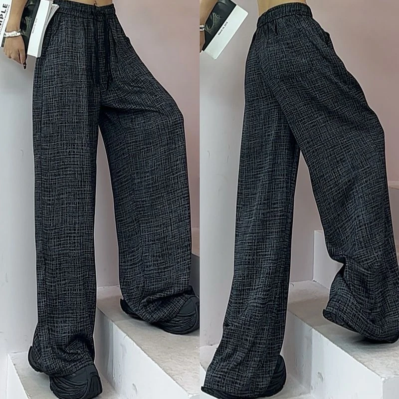 阔腿裤女秋新款高腰垂感宽松休闲直筒拖地长裤高级感休闲裤-9168