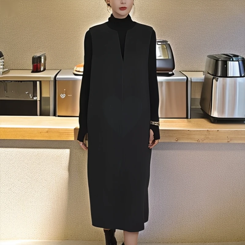 【两件套送腰带】新款修身时尚风气质背心裙秋冬季显瘦垂坠感中长裙