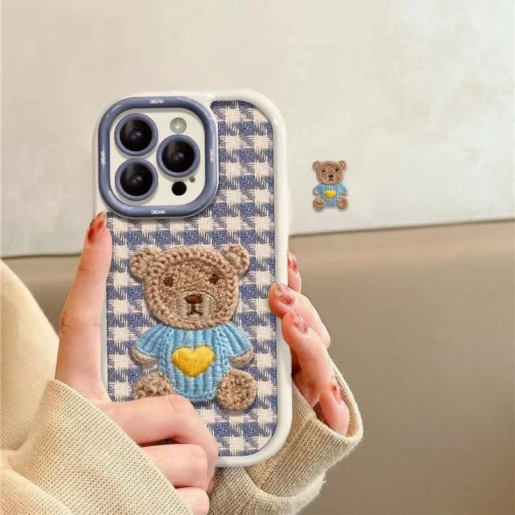 可爱小熊适用苹果13手机壳14iphone15pro/12女11华为vivo小米oppo