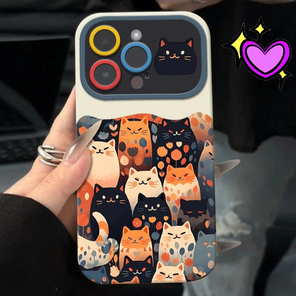 卡通猫咪适用苹果13手机壳14iphone15pro/12女11华为vivo小米oppo