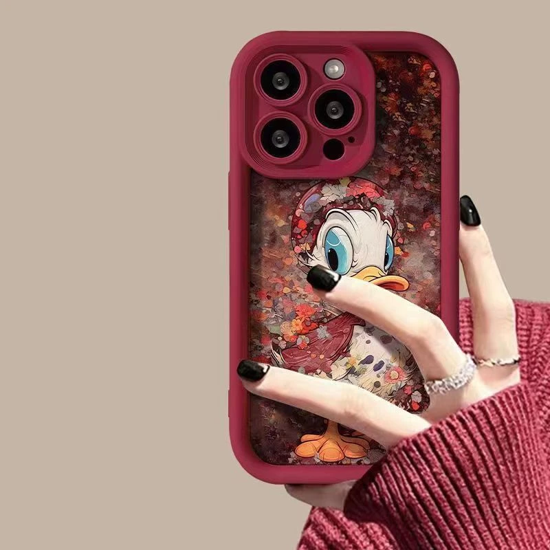 红唐老鸭适用苹果13手机壳14iphone15pro/12女11华为vivo小米oppo