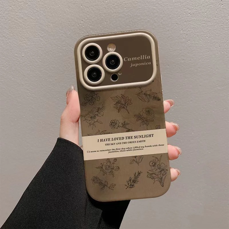 素描花朵适用苹果13手机壳14iphone15pro/12女11华为vivo小米oppo