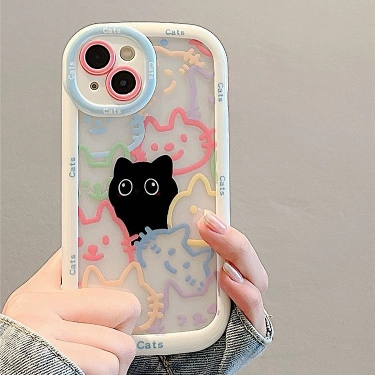 网红猫咪适用苹果13手机壳14iphone15pro/12女11华为vivo小米oppo