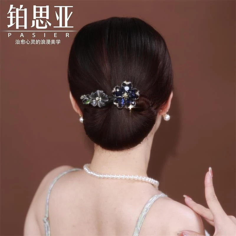 铂思亚2023新款花朵盘发器女后脑勺丸子头固定神器精致大气头饰