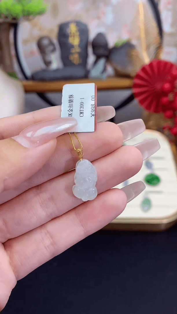 【闪购商品】翡翠颈饰18K金镶嵌貔貅多人@@CMT399-1