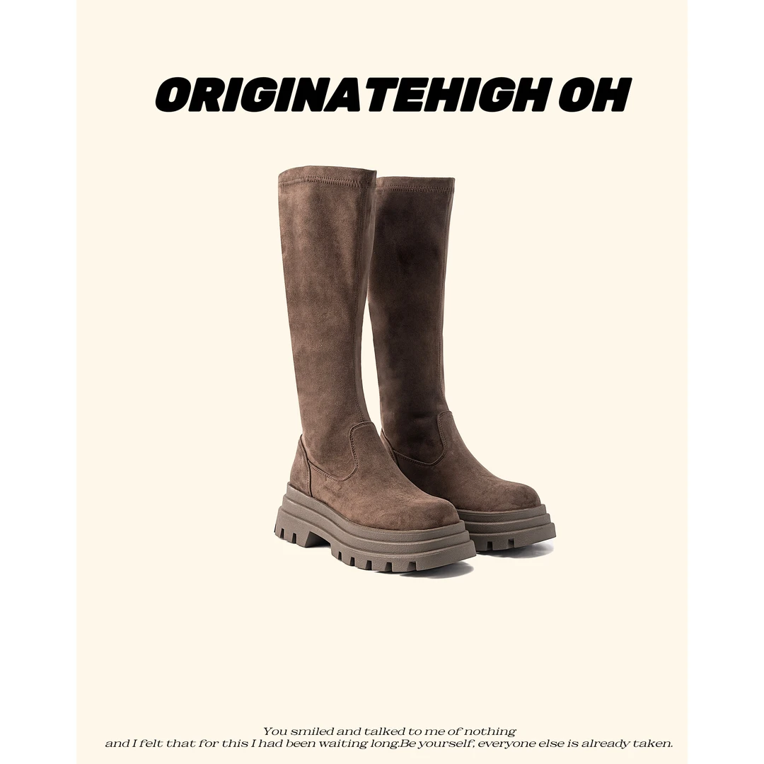 【唐婉Zoey专属】ORIGINATEHIGHOH 设计师款百搭时尚靴子 M9588