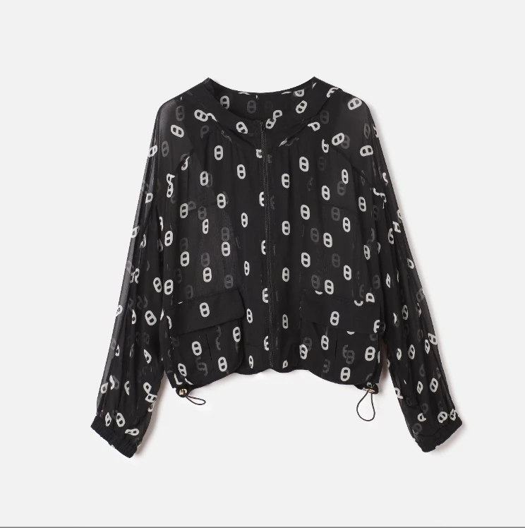 【DuShang】回头率密码~早春百搭乔其女士设计感连帽外套女YS2123