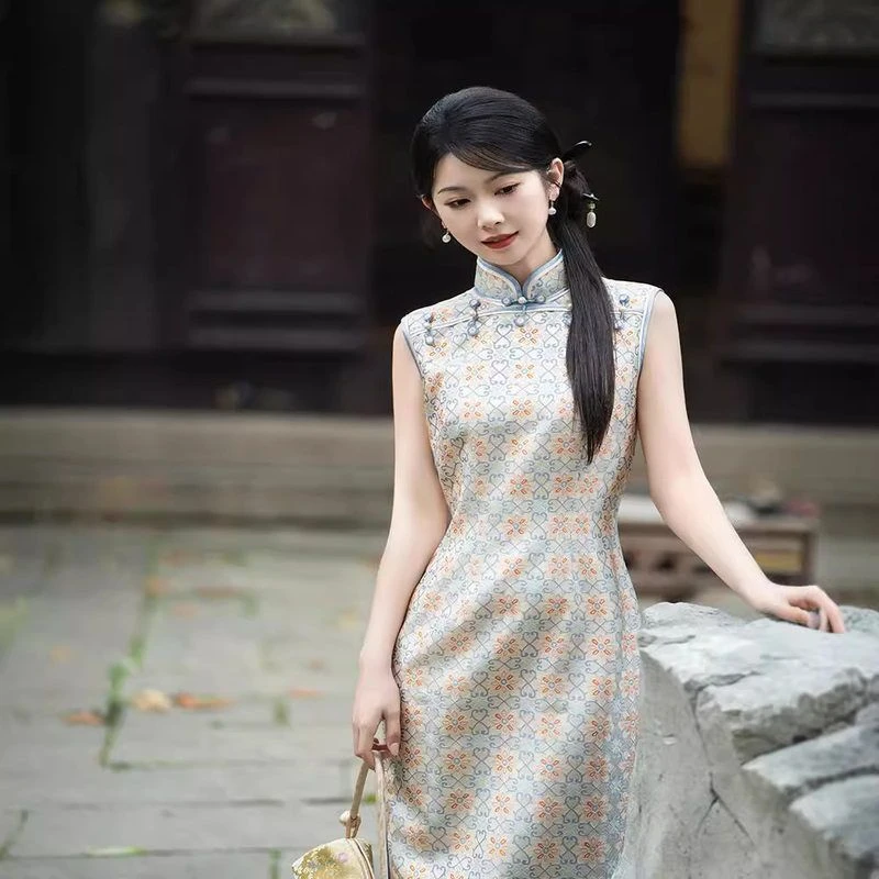 2025早春新中式桑蚕丝旗袍国风温婉知性连衣裙日常可穿女性礼服