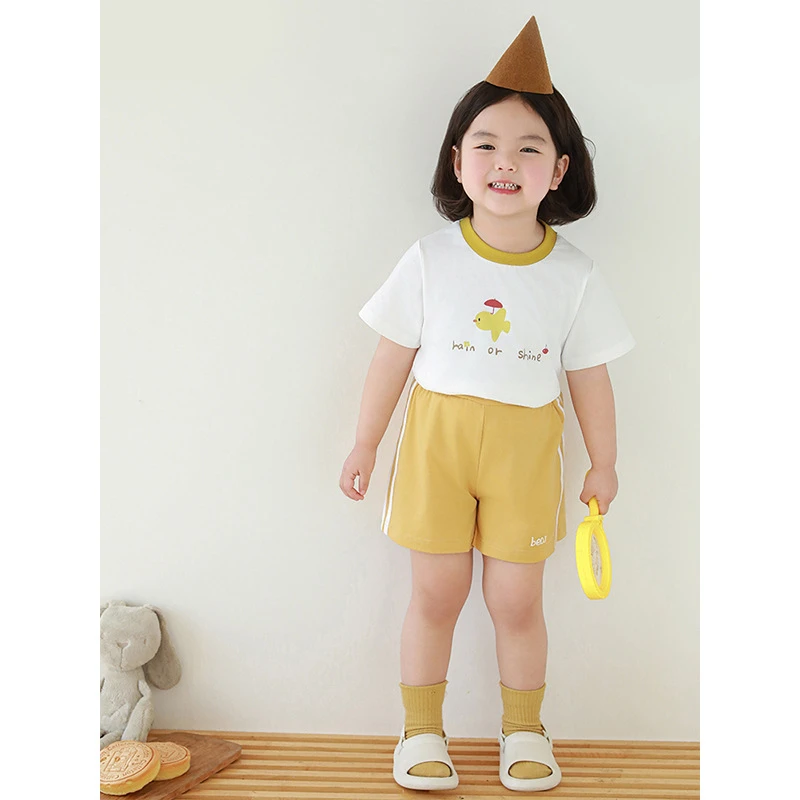 丘哆萌女童英文字母短裤2024夏季新款儿童韩版宝宝休闲裤AX0433