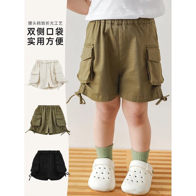 【2025丘哆萌夏款清】女童时尚双侧口袋工装短裤宽松休闲裤AX0457