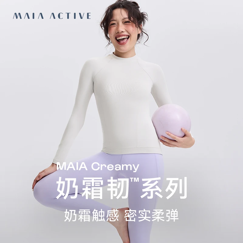 MAIAACTIVE 柔软磨毛运动瑜伽小高领紧身长袖TEE 242TL051