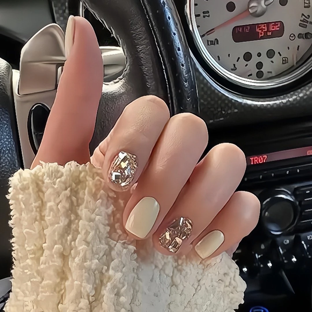 月光之神纯手工光疗美甲贴果冻贴片指甲穿戴甲简约梯形重复使用