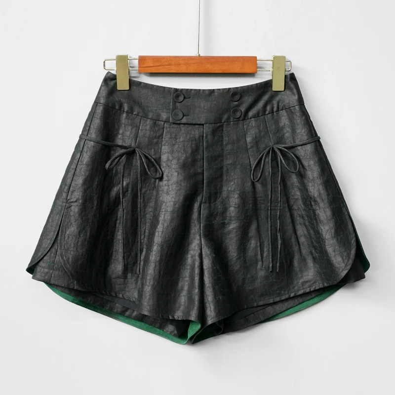 梦中情裤！香云纱龟纹短裤百搭黑色女士显瘦收腰百褶高腰短裤X3016