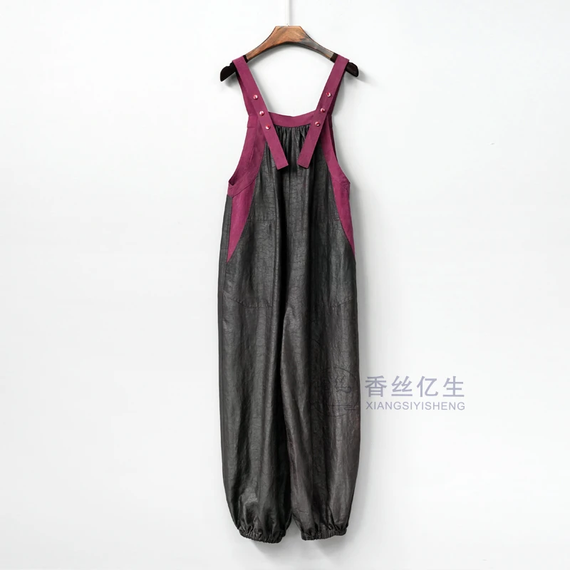 伊萌！休闲裤宽松显瘦阔腿时尚百搭背带裤X2699女裤大码