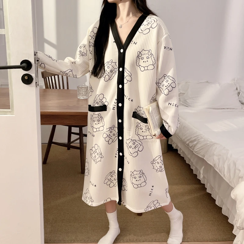带胸垫空气棉孕妇待产裙秋冬季哺乳睡裙生产服裙产房住院喂奶产妇