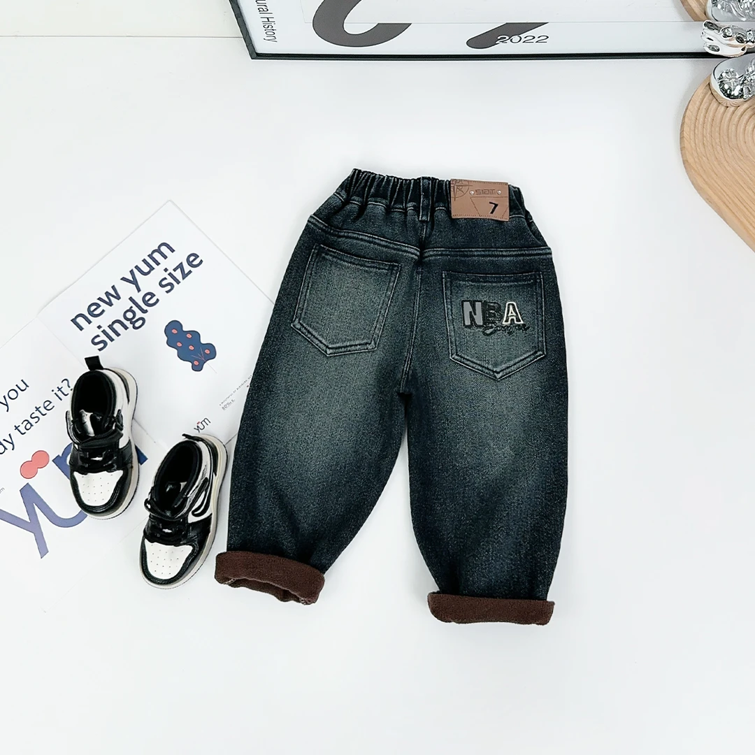 男童牛仔裤加绒裤子儿童2025新款秋冬装潮 D-JH014 悠悠童话童装