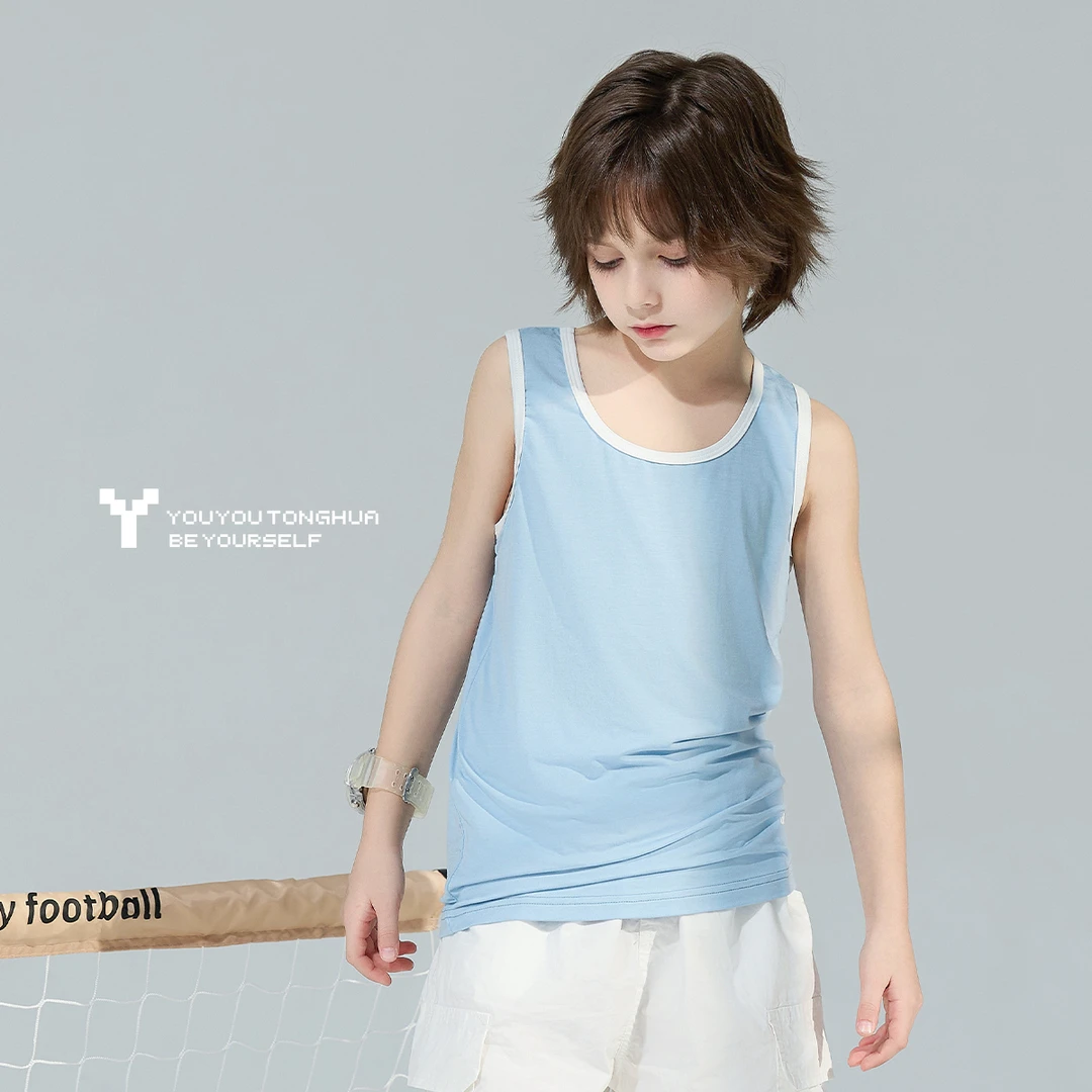 男童背心夏季2024新款内穿亲肤透气上衣中大童儿童无袖WYSU860170