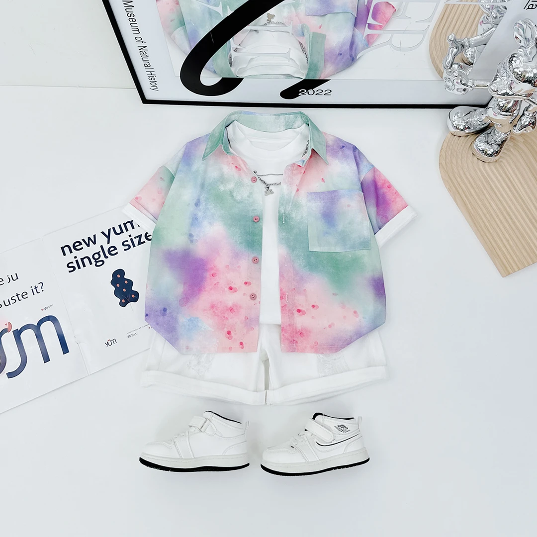 悠悠童话男童短袖衬衫2024夏季儿童T恤衬衣潮 D-BQ24333Y悠悠童话