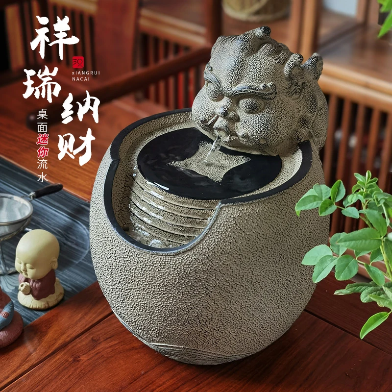 汉韵堂招财流水摆件办公室装饰喷泉水景新中式客厅桌面小型流水器