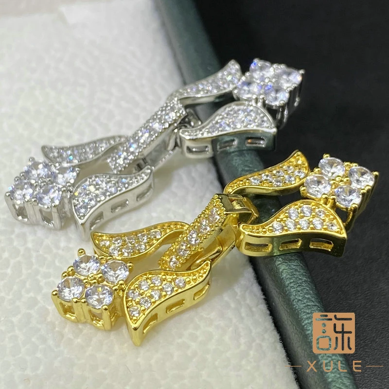 铜合金项链 扣头微镶毛衣链搭扣仿珍珠项链扣子手链收尾扣莲花款