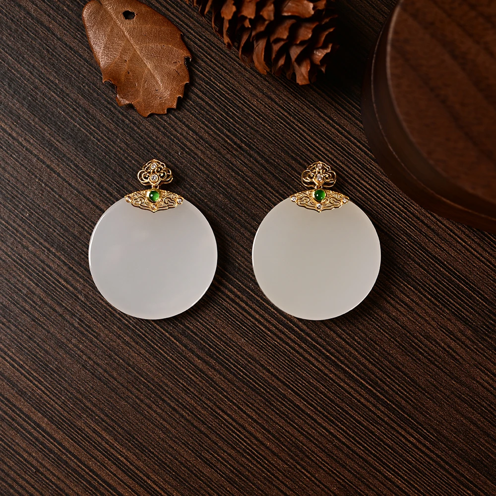 V2543-K 18K金镶和田玉吊坠-多样性发一件24×4mm（商城）