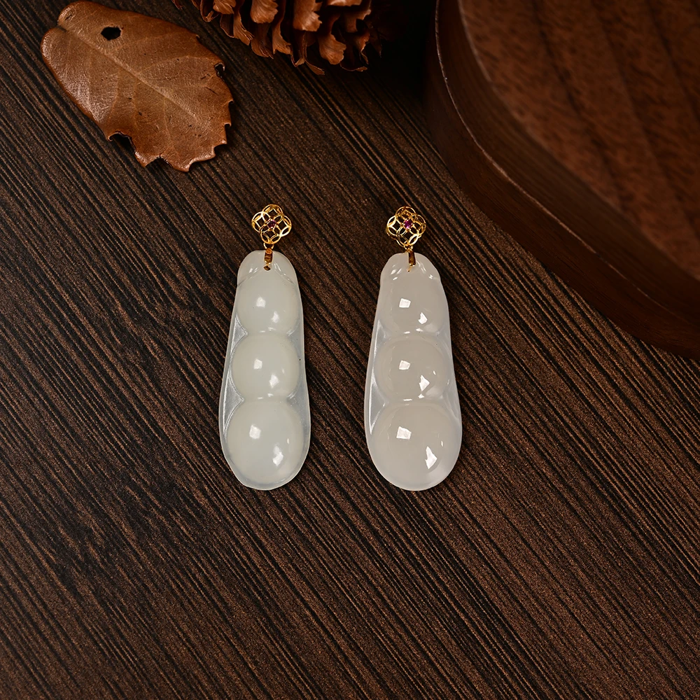 【云上叙】V38079-K-18K金和田玉吊坠29×11×5mm多样性发一件（商城）