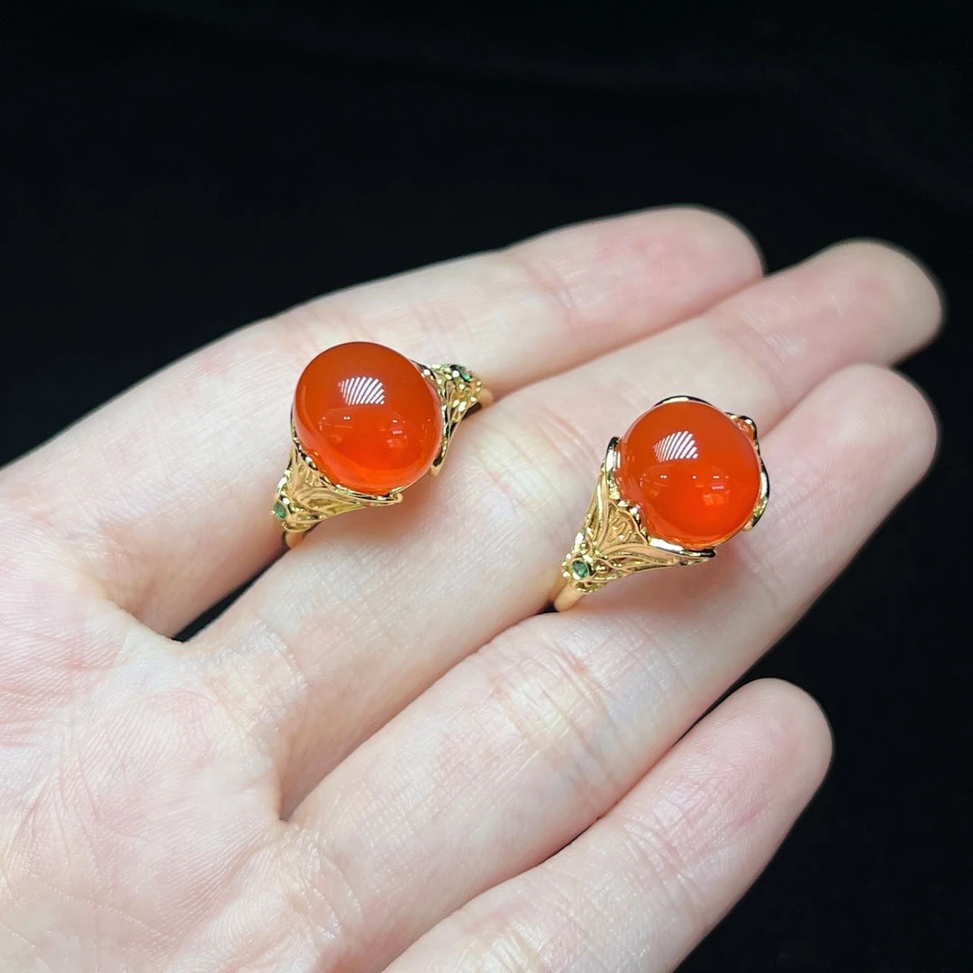 【云上叙】 V13351-K S925银镶嵌南红戒指-多样性发一件11mm＋（商城）