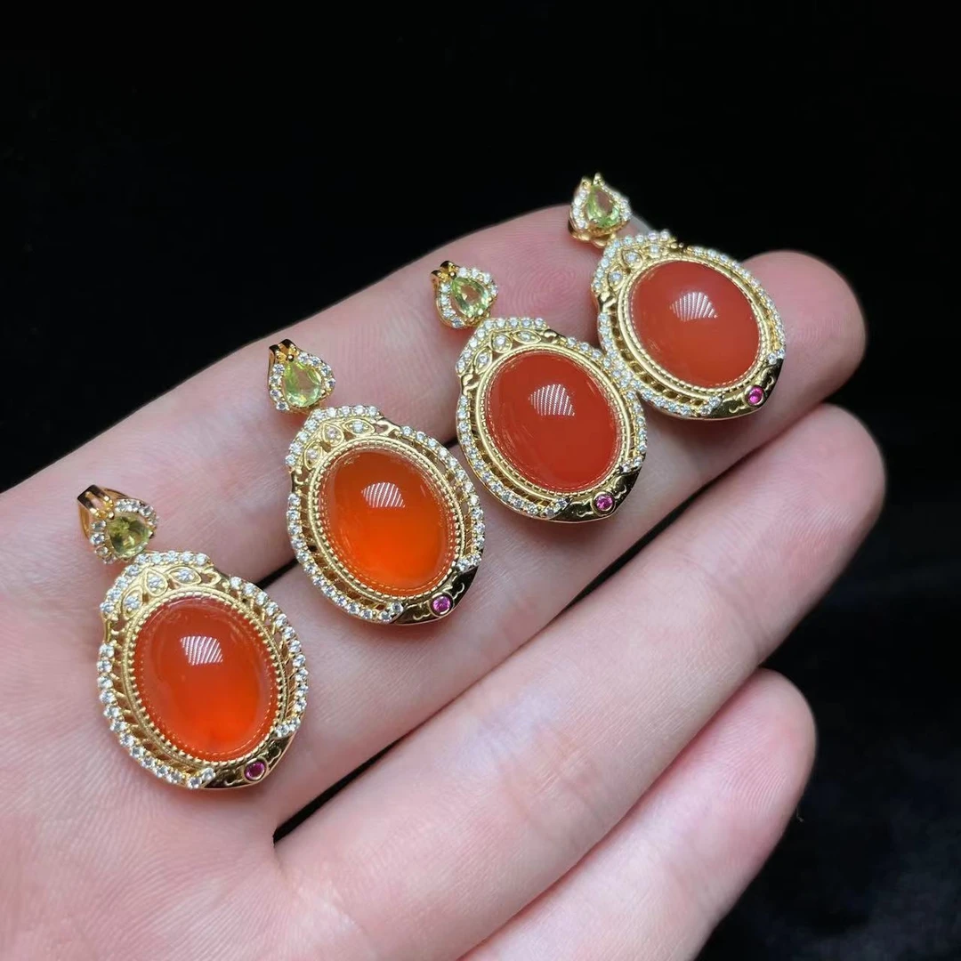 【云上好物】20 DS28250-S925银镶南红吊坠-多样性发一件-11x9mm