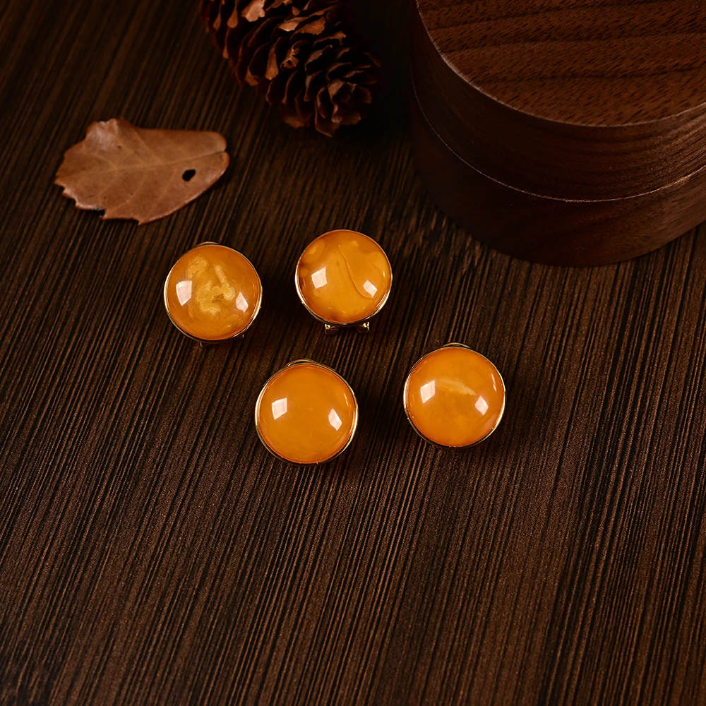 【云上叙】V30888-K-S925银蜜蜡耳钉-多样性发一件-12.5mm(商城)