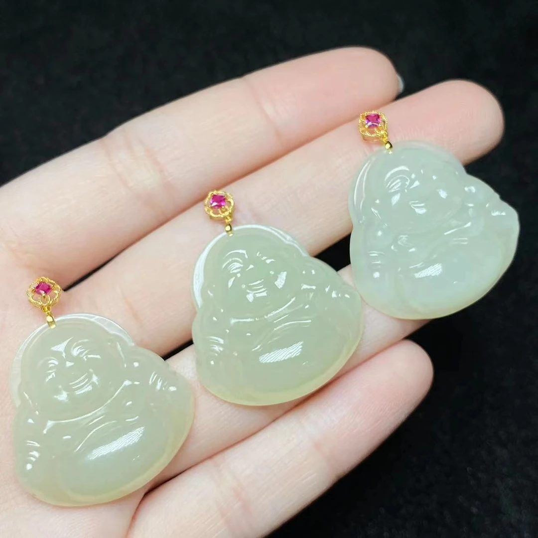 【云上叙】V9895-S-18K金和田玉吊坠-25*25*5mm多样性发一件（甄选）