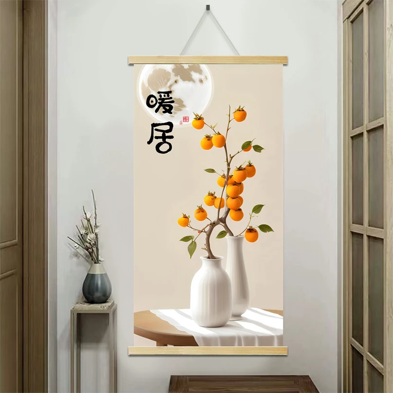 (暖居)木轴布艺挂画实木挂画卷轴山水清新家居装饰画高品质高
