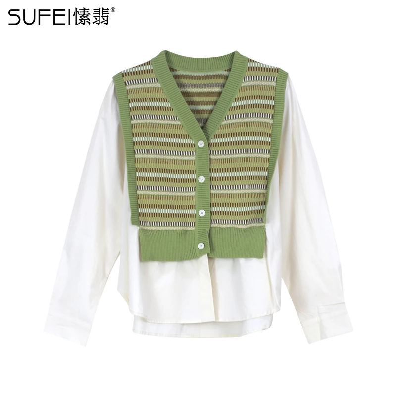 SUFEI/愫翡S41CS0079A  春季新款假两件衬衫  0079
