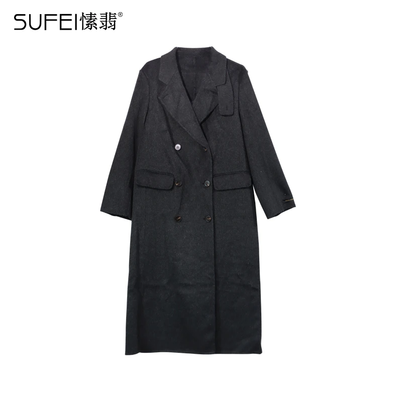 SUFEI/愫翡S45DY1515B 气质时尚毛呢中长款大衣  1515