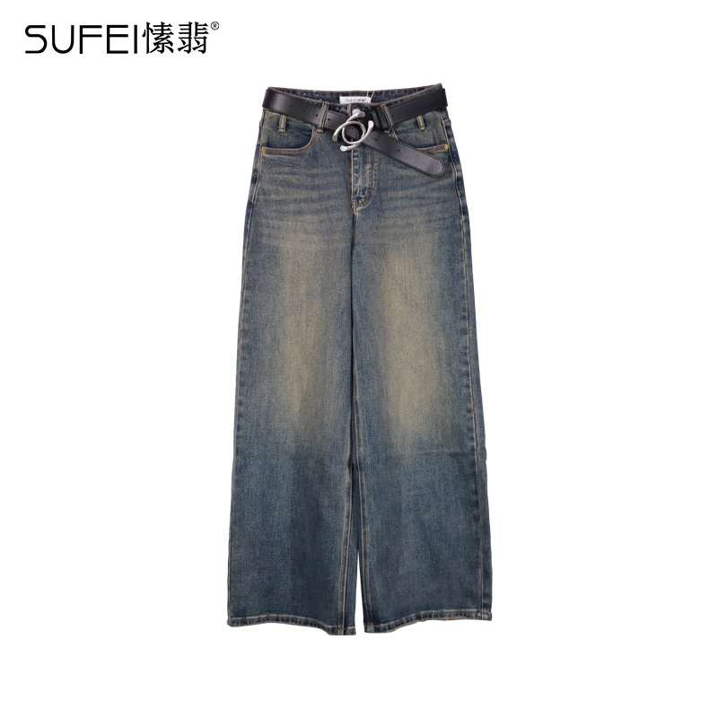 SUFEI/愫翡S43NK1113A  秋季新款简约磨白时尚牛仔裤  1113