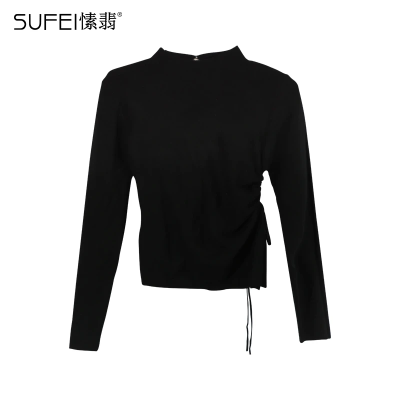 SUFEI/愫翡S45XS1534A 秋季新品小衫黑色百搭修身 1534