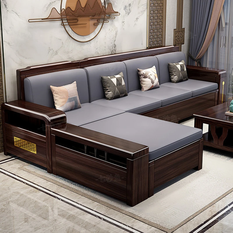 新中式紫金檀木实木沙发组合高箱储物大小户型客厅木质家具家用