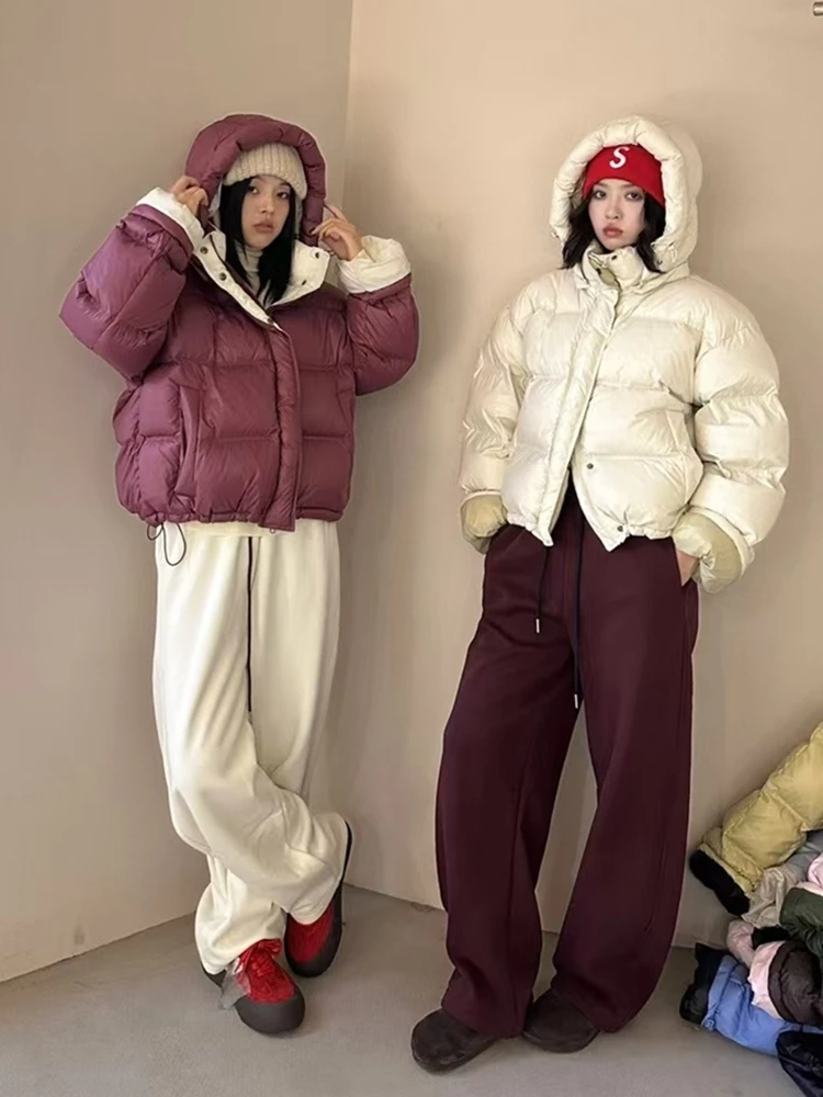 撞色面包服羽绒服女2024新款短款加厚宽松休闲糖果色外套A6010