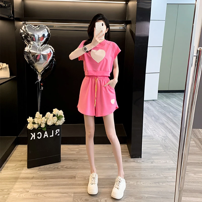 夏季新款短袖气质显瘦小个子运动网红洋气时尚休闲减龄宽松两件套