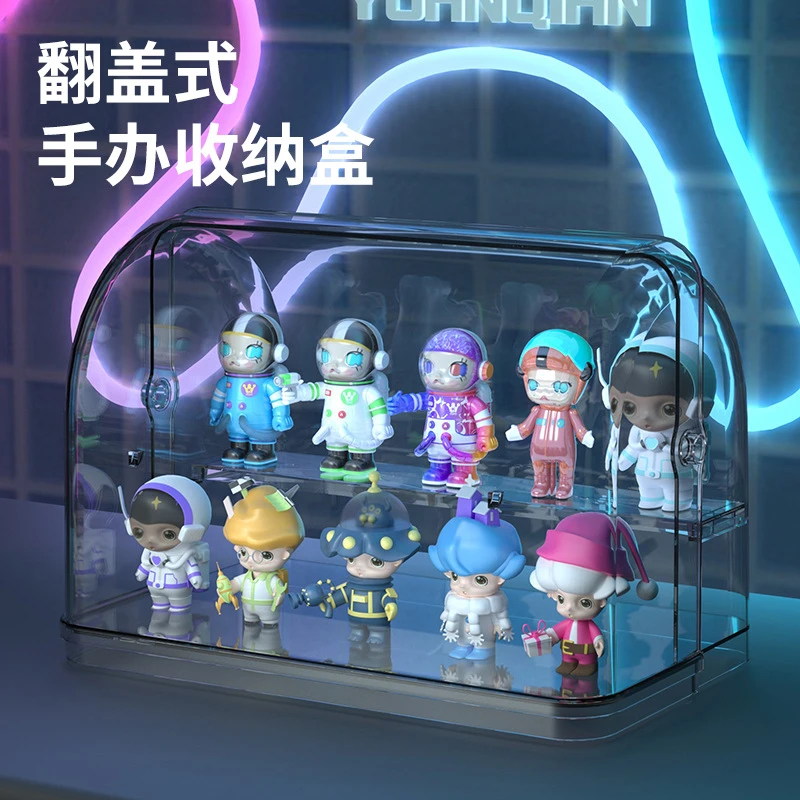 透明收纳盒别墅带灯盲盒防尘防尘柜收纳展示盒大号平价盲盒展示盒