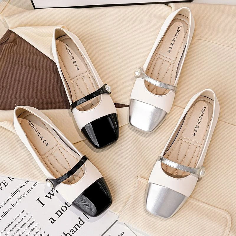 2024年春季新品时尚百搭平底网红单鞋方头仙女风女鞋浅口HK1916