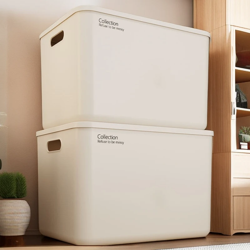 学生化妆品收纳盒宿舍文具桌面零食塑料收纳箱家用储物盒子杂物筐