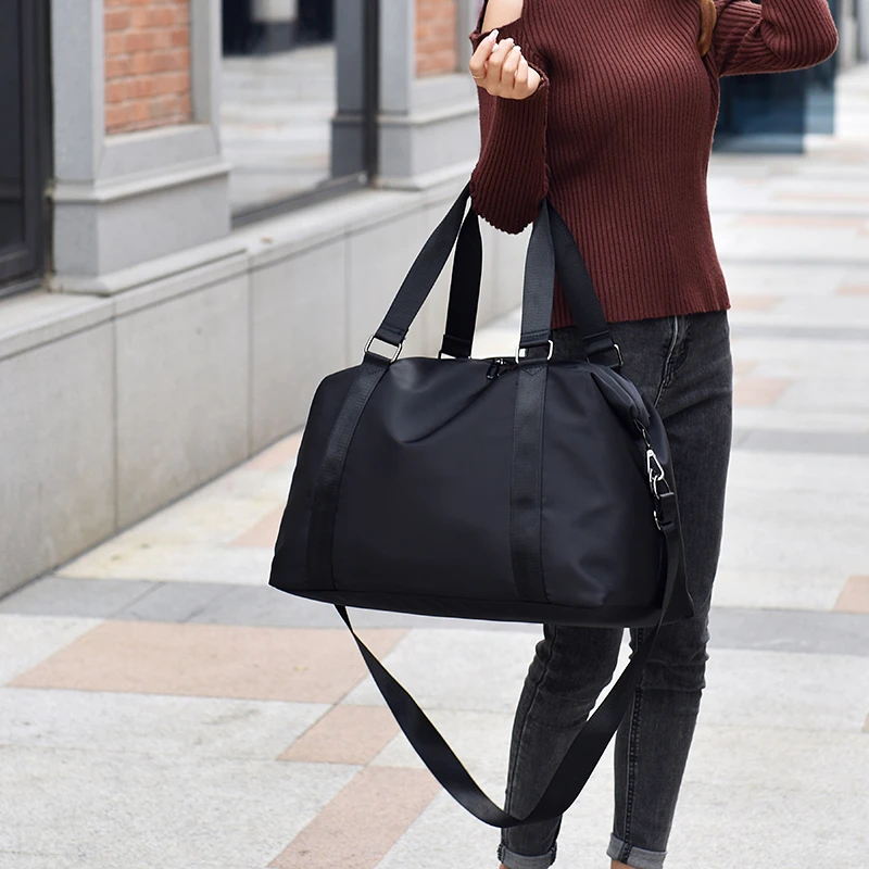 韩版时尚旅行包女手提休闲行李袋轻便简约短途旅游出行单肩出差包