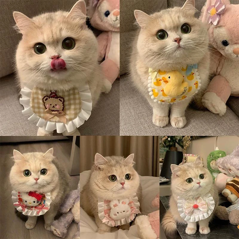 夏季宠物围兜猫咪狗狗蕾丝口水巾手工布艺项圈可爱拍照装饰围脖