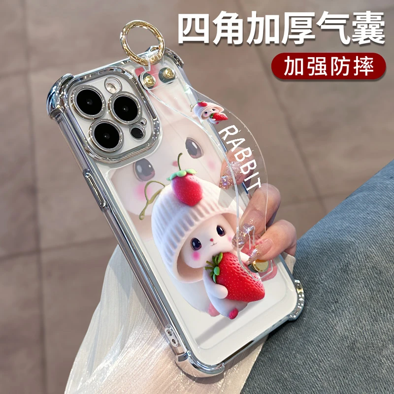托诺四角气囊防摔适用iphone14promax手机壳新款腕带苹果13透明高