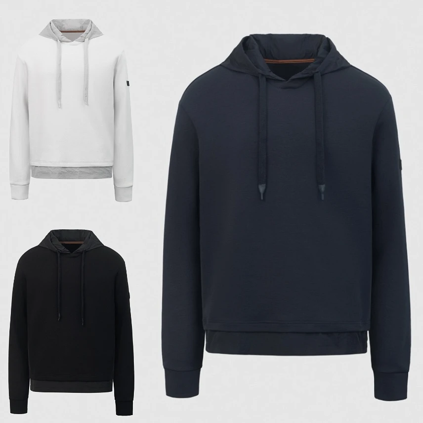 轻奢空气层卫衣意式高端秋冬男女情侣连帽拼接套头帽衫百搭外套