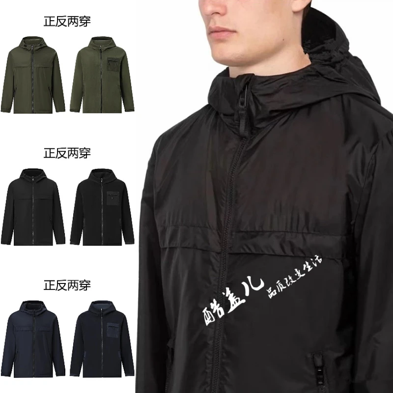 神品！双面穿意式高端秋冬户外男女情侣款细腻奥粒绒连帽加厚外套