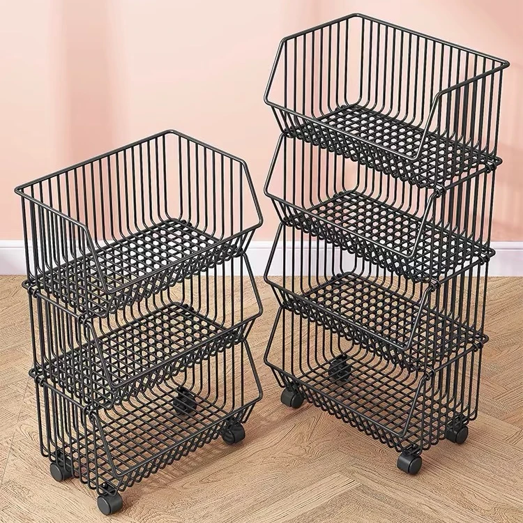 厨房置物架多层落地家用可移动小推车果蔬菜篮子零食玩具收纳架子